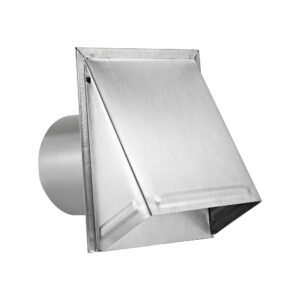 Lambro 3480MS-6 8 Inch Aluminum Wall Exhaust Hood Exhaust Vent – Damper – Wire Mesh Screen – 6 Inch Pipe