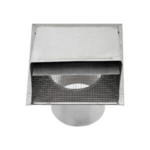 Lambro 3480MS-6 8 Inch Aluminum Wall Exhaust Hood Exhaust Vent – Damper – Wire Mesh Screen – 6 Inch Pipe