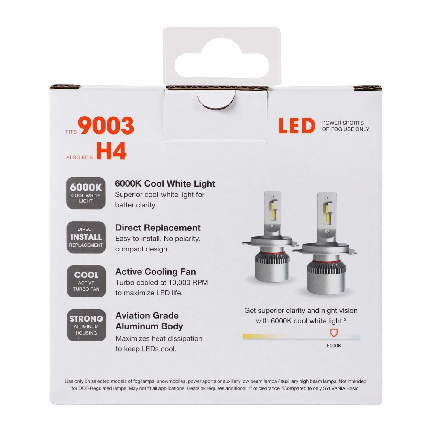 Sylvania 9003 Led Fog & Powersports Bulb, 2 Pack