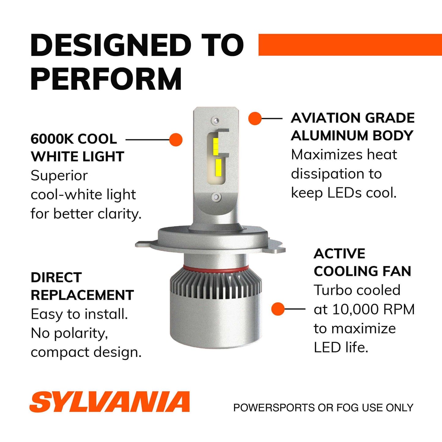 Sylvania 9003 Led Fog & Powersports Bulb, 2 Pack