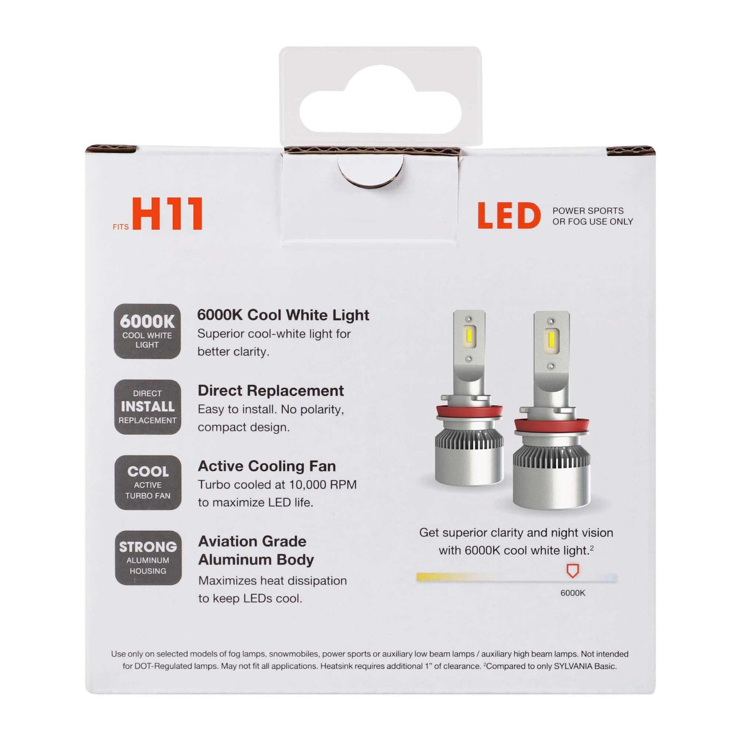 Sylvania H11 Led Fog & Powersports Bulb, 2 Pack