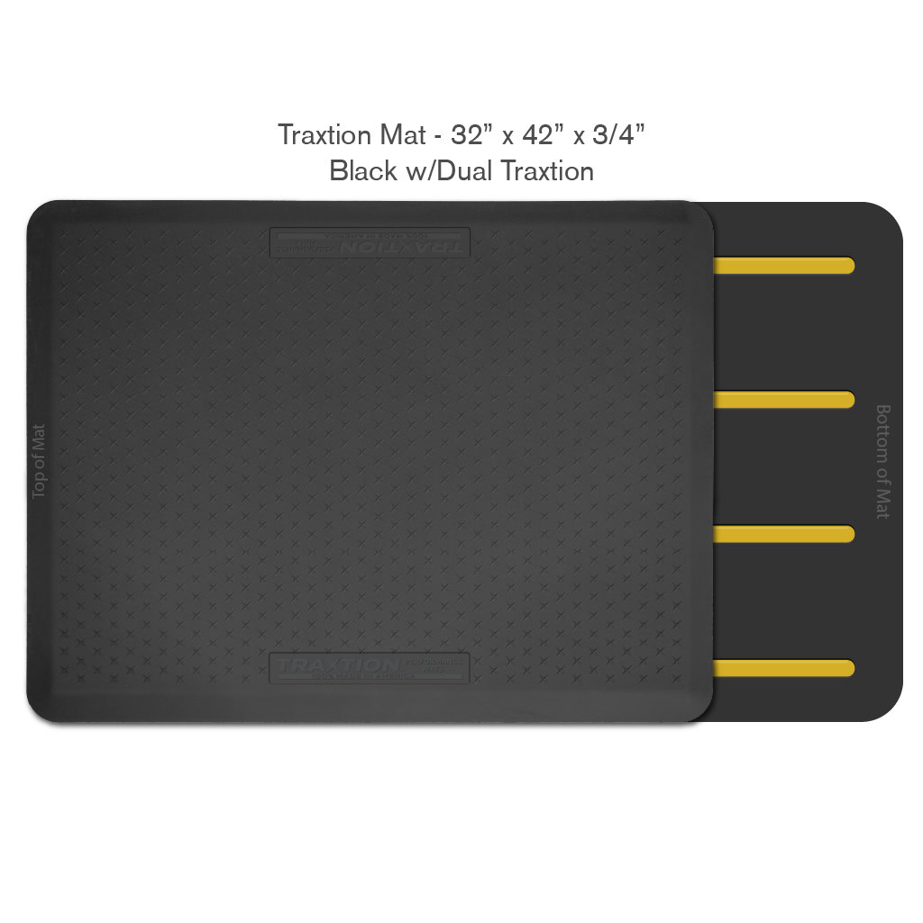 Smart Step 34TRXDLBLK Traxtion Performance Mats, 32" x 42" x 3/4", Black with Dual Traxtion System