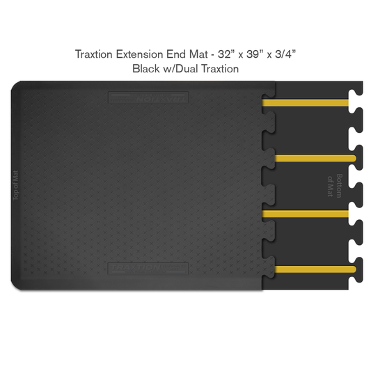 Smart Step 34TRXDLEBLK Traxtion Performance Mats - Extension Systems, 32" x 39" x 3/4", End Piece Black with Dual Traxtion System