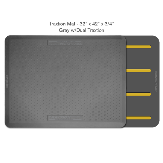 Smart Step 34TRXDLGRY Traxtion Performance Mats, 32" x 42" x 3/4", Gray with Dual Traxtion System