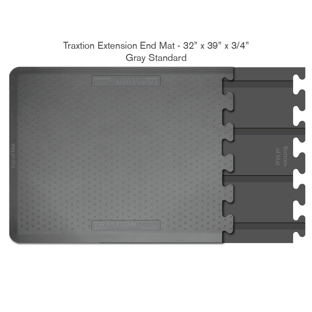 Smart Step 34TRXEGRY Traxtion Performance Mats - Extension Systems, 32" x 39"x 3/4", End Piece Gray