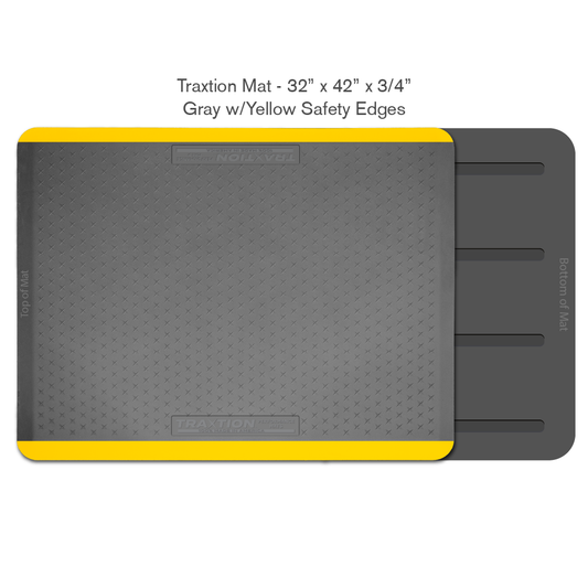 Smart Step 34TRXGRYY Traxtion Performance Mats, 32" x 42" x 3/4", Gray with Yellow Safety Edges