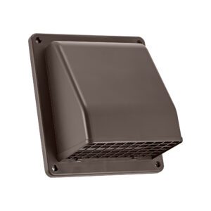 Lambro 389B 8 Inch Brown Plastic Wall Exhaust Or Air Intake Vent – Hinged Screen – (Removable Damper)