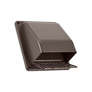 Lambro 351B 6 Inch Brown Plastic Wall Exhaust Or Air Intake Vent – Hinged Screen – (Removable Damper)