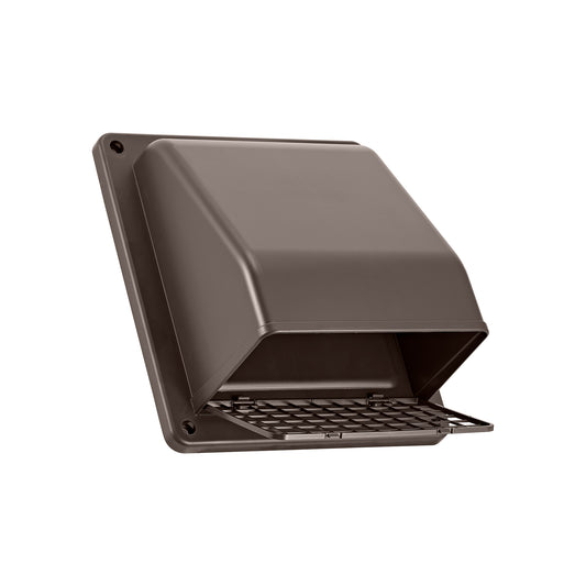 Lambro 389B 8 Inch Brown Plastic Wall Exhaust Or Air Intake Vent – Hinged Screen – (Removable Damper)