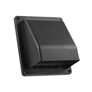 Lambro 389BL 8 Inch Black Plastic Wall Exhaust Or Air Intake Vent – Hinged Screen – (Removable Damper)