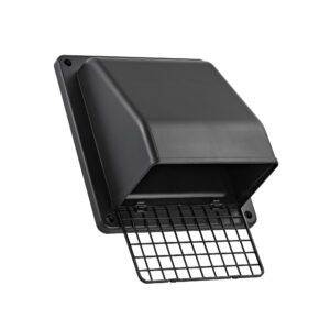 Lambro 389BL 8 Inch Black Plastic Wall Exhaust Or Air Intake Vent – Hinged Screen – (Removable Damper)