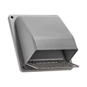 Lambro 3510G 6 Inch Gray Plastic Wall Exhaust Or Air Intake Vent – Hinged Screen – (Removable Damper)