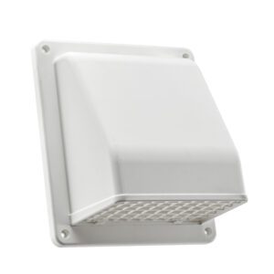 Lambro 351W-R 6 Inch White Plastic Wall Exhaust Or Air Intake Vent – Hinged Screen – (Removable Damper) – (Retail)