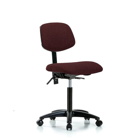 Blue Ridge Ergonomics FMBCH-RG-T0-A0-NF-RC-F41 Rutledge Fabric Chair - Medium Bench Height with Casters in Burgundy Fabric