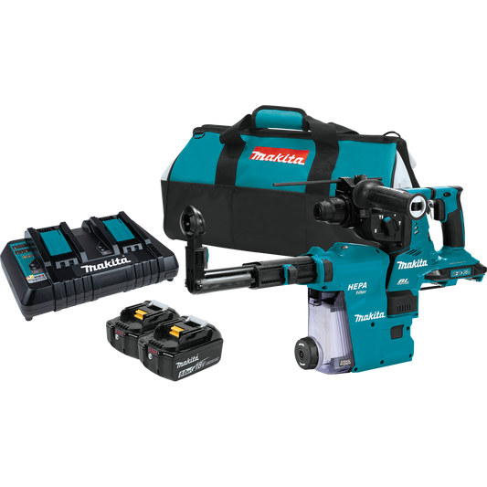 Makita XRH10PTW 36V (18V X2) LXT® Brushless 1‘1/8" SDS‘PLUS AVT® Rotary Hammer Kit, w/ HEPA Dust Extractor, AFT®, AWS® Capable (5.0Ah)