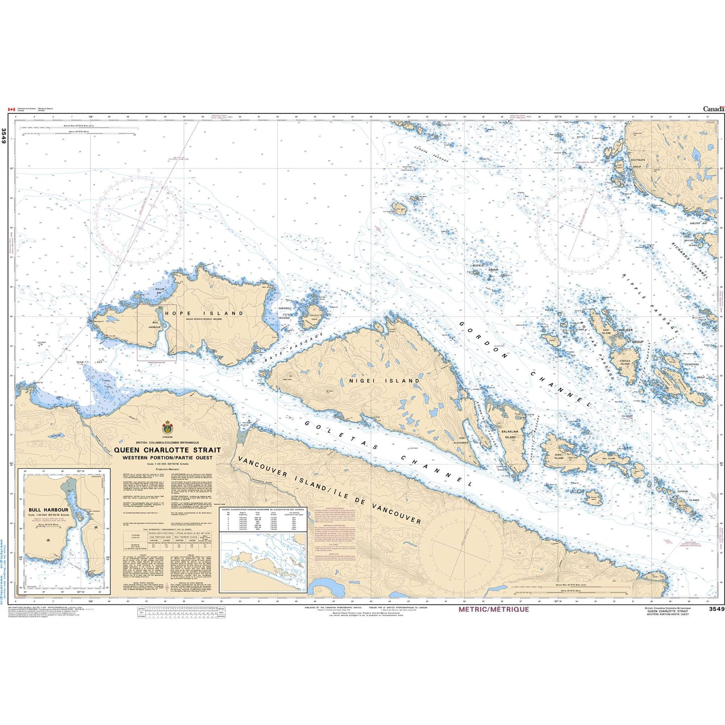 Paradise Clay CAN3549 CHS Chart Queen Charlotte Strait Western Portion/Partie Ouest