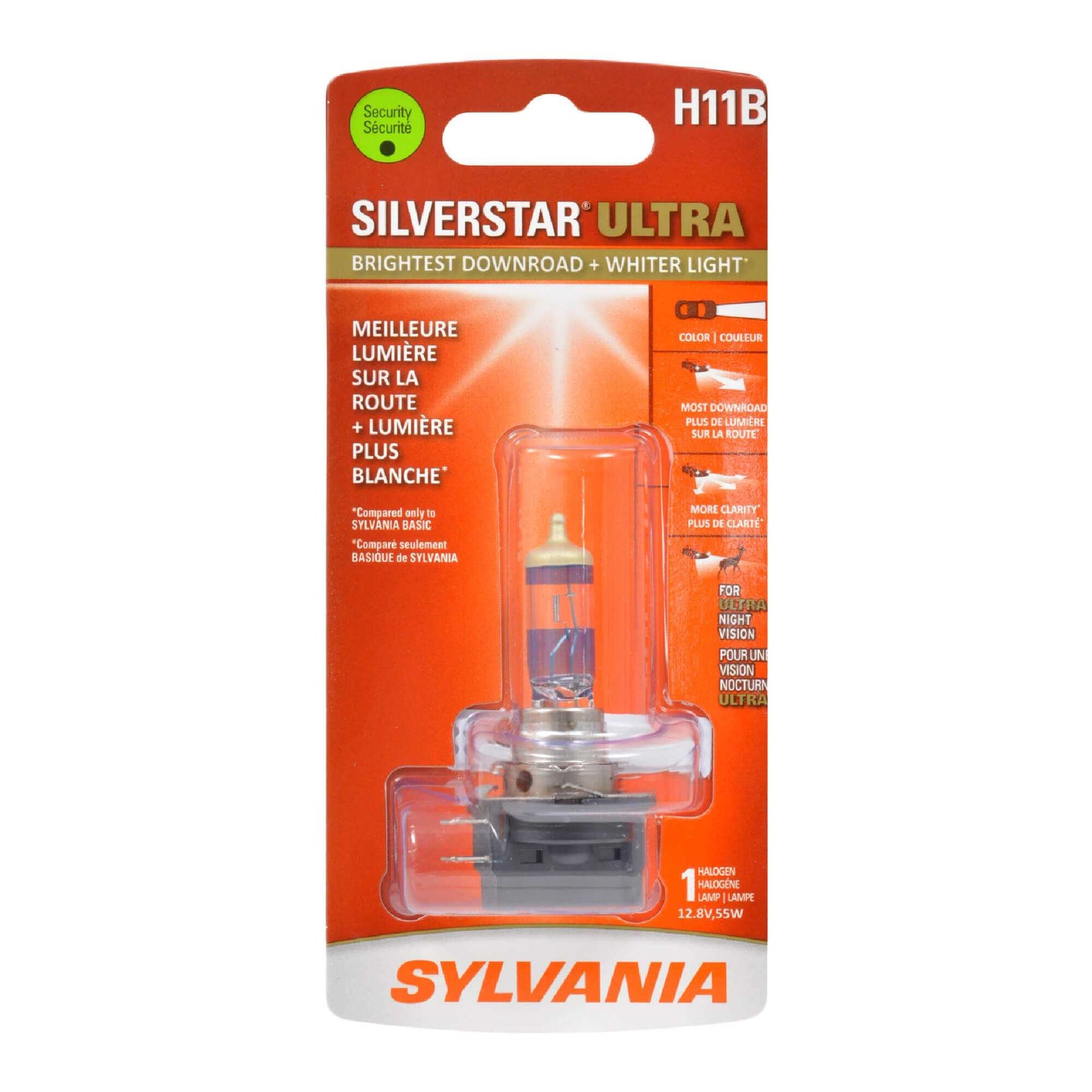 Sylvania Automotive 35567 Sylvania H11B Silverstar Ultra Halogen Headlight Bulb, 1 Pack