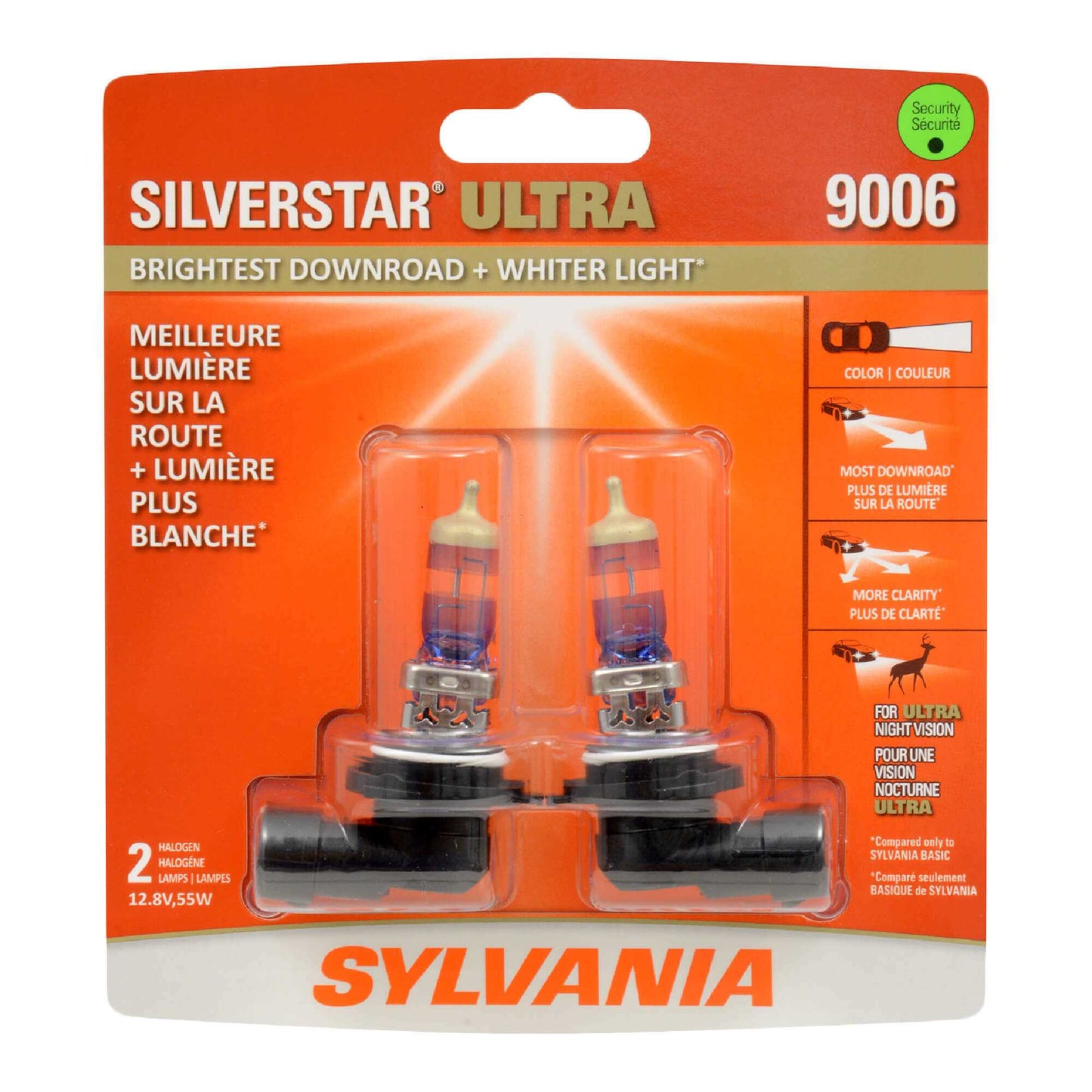 Sylvania Automotive 35616 Sylvania 9006 Silverstar Ultra Halogen Headlight Bulb, 2 Pack