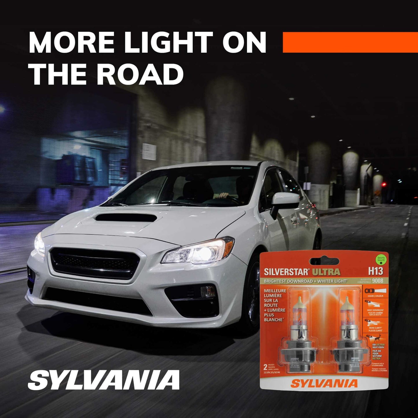 Sylvania Automotive 35620 Sylvania H13 Silverstar Ultra Halogen Headlight Bulb, 2 Pack