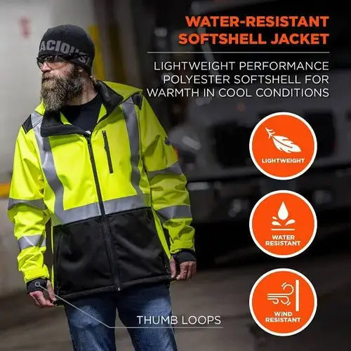 Ergodyne 23525 GloWear 8353 Hi-Vis Softshell Water-Resistant Jacket - Type R, Class 3
