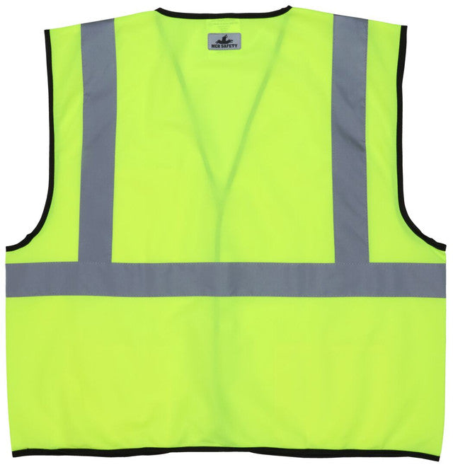 MCR Safety VCL2SLL Luminator® Series Hi-Vis Reflective Lime Safety Vest Meets ANSI/ISEA 107 2020 Standard Type R Class 2 Compliant  Solid Fabric with 2 Inch Silver Stripes Hook and Loop Front Closure (1 EA)