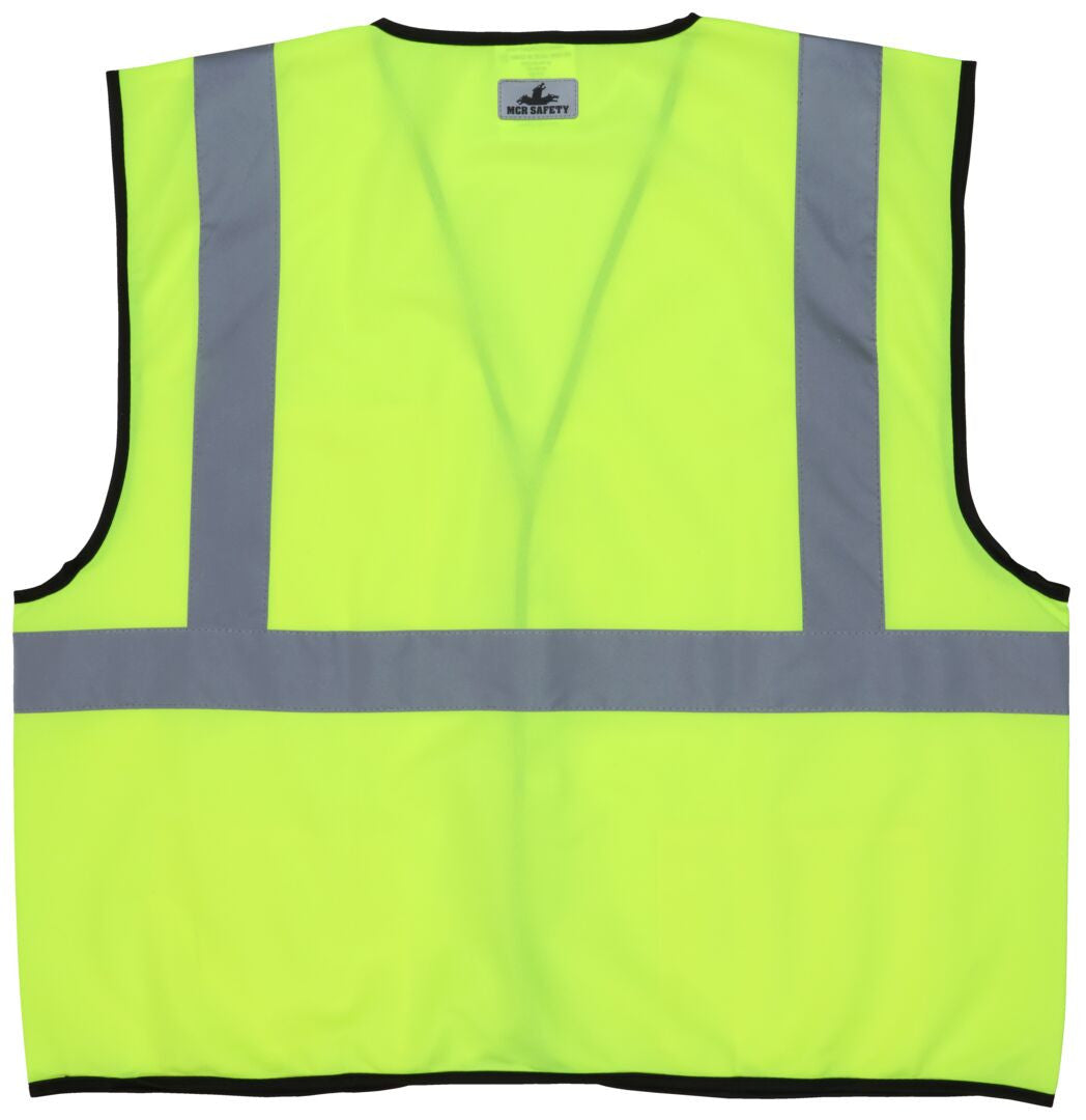 MCR Safety VCL2SLXL Luminator® Series Hi-Vis Reflective Lime Safety Vest Meets ANSI/ISEA 107 2020 Standard Type R Class 2 Compliant  Solid Fabric with 2 Inch Silver Stripes Hook and Loop Front Closure (1 EA)