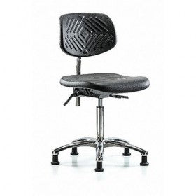Blue Ridge Ergonomics NCR-PMBCH-CR-T0-A0-NF-RG-BLK Class 10 Polyurethane Clean Room Chair - Medium Bench Height with Stationary Glides in Black Polyurethane