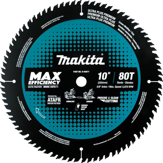 Makita B-66977 10" 80T Carbide‘Tipped Max Efficiency Miter Saw Blade