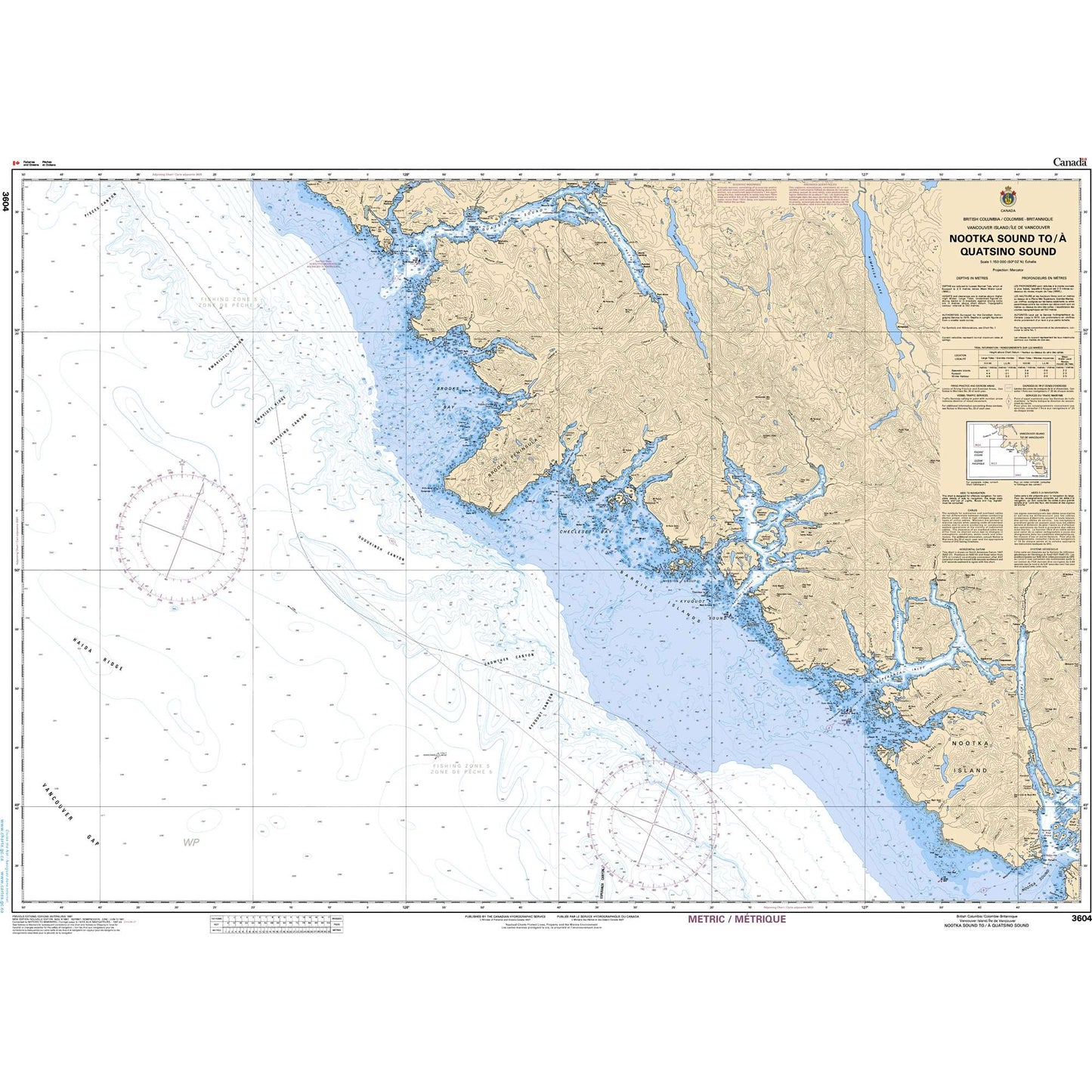 Paradise Clay CAN3604 CHS Chart Nootka Sound to/ Quatsino Sound