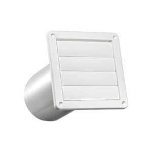 Lambro 361WTP-R 6 Inch White Plastic Wall Exhaust Louvered Bath Fan Vent – 11 Inch Pipe (Retail)