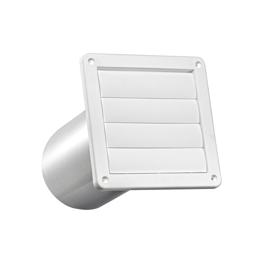 Lambro 361WTP 6 Inch White Plastic Wall Exhaust Louvered Bath Fan Vent – 11 Inch Pipe