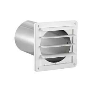 Lambro 361WTP 6 Inch White Plastic Wall Exhaust Louvered Bath Fan Vent – 11 Inch Pipe