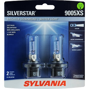 Sylvania Automotive 36204 Sylvania 9005Xs Silverstar Halogen Headlight Bulb, 2 Pack