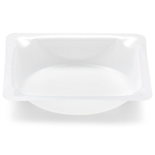 Globe Scientific 3620 Weighing Boat Plastic Square with Round Bottom Small Easy Pour Spout Antistatic 41 x 41 x 8mm PS White 7mL
