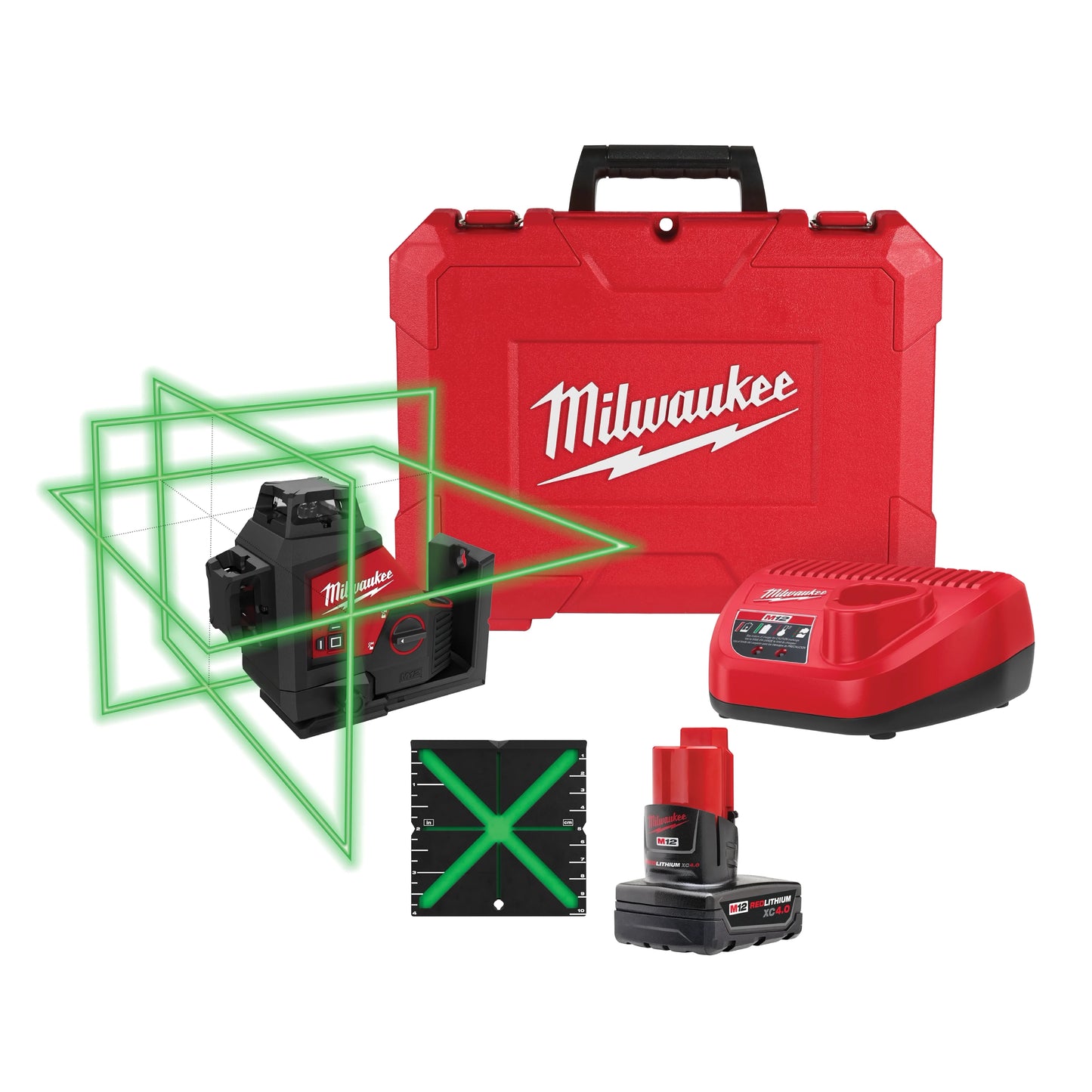 Milwaukee Tool 3632-21 M12™ Green 360° 3-Plane Laser Kit, 1 EA