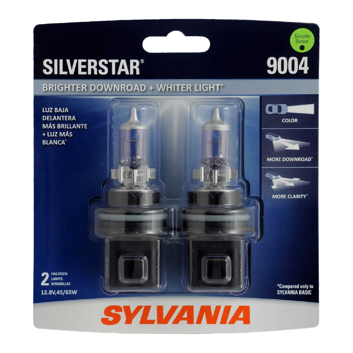 Sylvania Automotive 36348 Sylvania 9004 Silverstar Halogen Headlight Bulb, 2 Pack