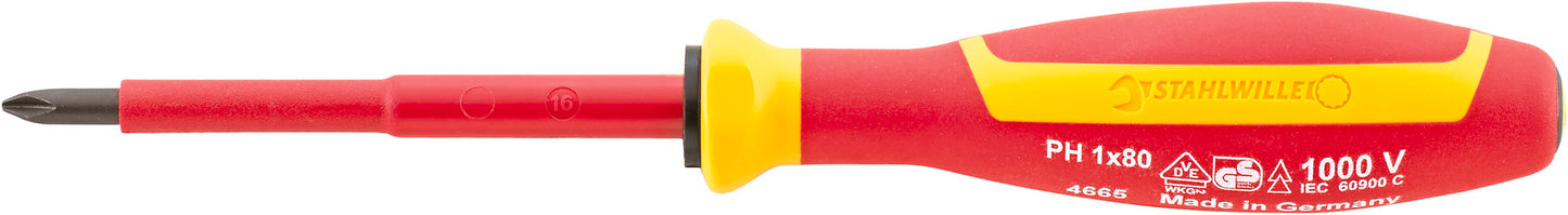 Stahlwille 46653000 4665 VDE 0 VDE KREUZSCHLITZSCHRAUBENDREHER MIT DRALL-GRIFF Vde Cross-Head Screwdriver Ph Drall+