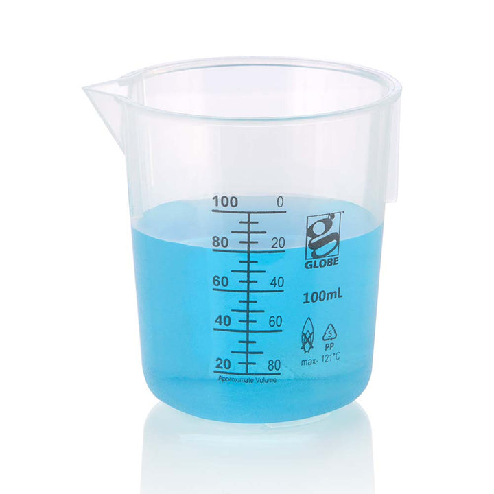 Globe Scientific 3650-50 Beaker Diamond Essentials Griffin Style Low Form Printed Graduations PP 50mL 12/Bag