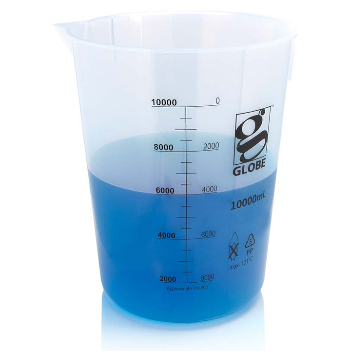 Globe Scientific 3650-50 Beaker Diamond Essentials Griffin Style Low Form Printed Graduations PP 50mL 12/Bag