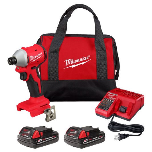 Milwaukee Tool 3650-22CT M18™ Compact Brushless 1/4" Hex Impact Driver Kit, 1 EA