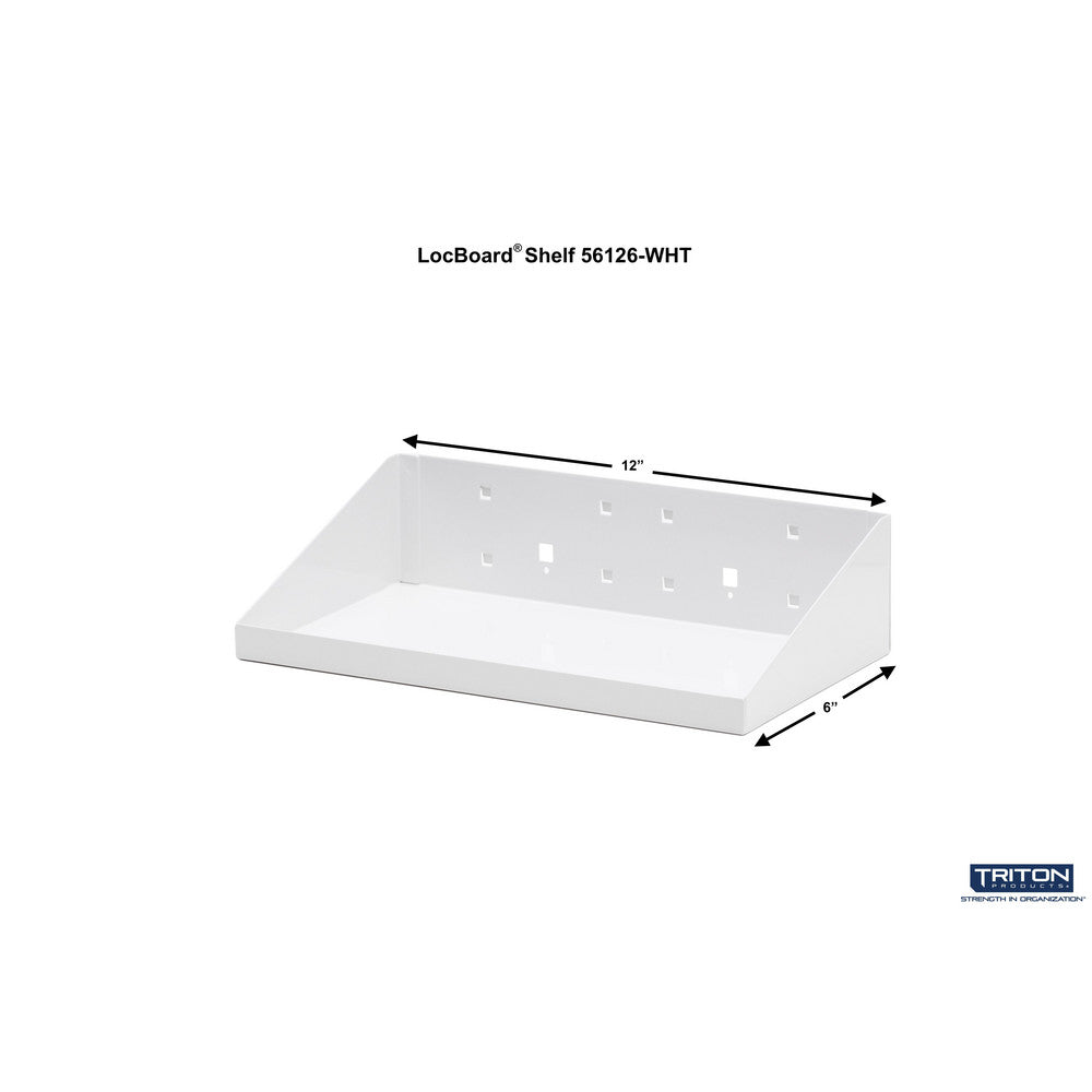 Triton Products 56126-WHT 12" W x 6" D  White LocHook Shelf
