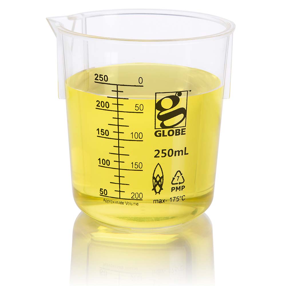 Globe Scientific 3652-2M Beaker Diamond Essentials Griffin Style Low Form Printed Graduations PMP 2000mL 1/Bag