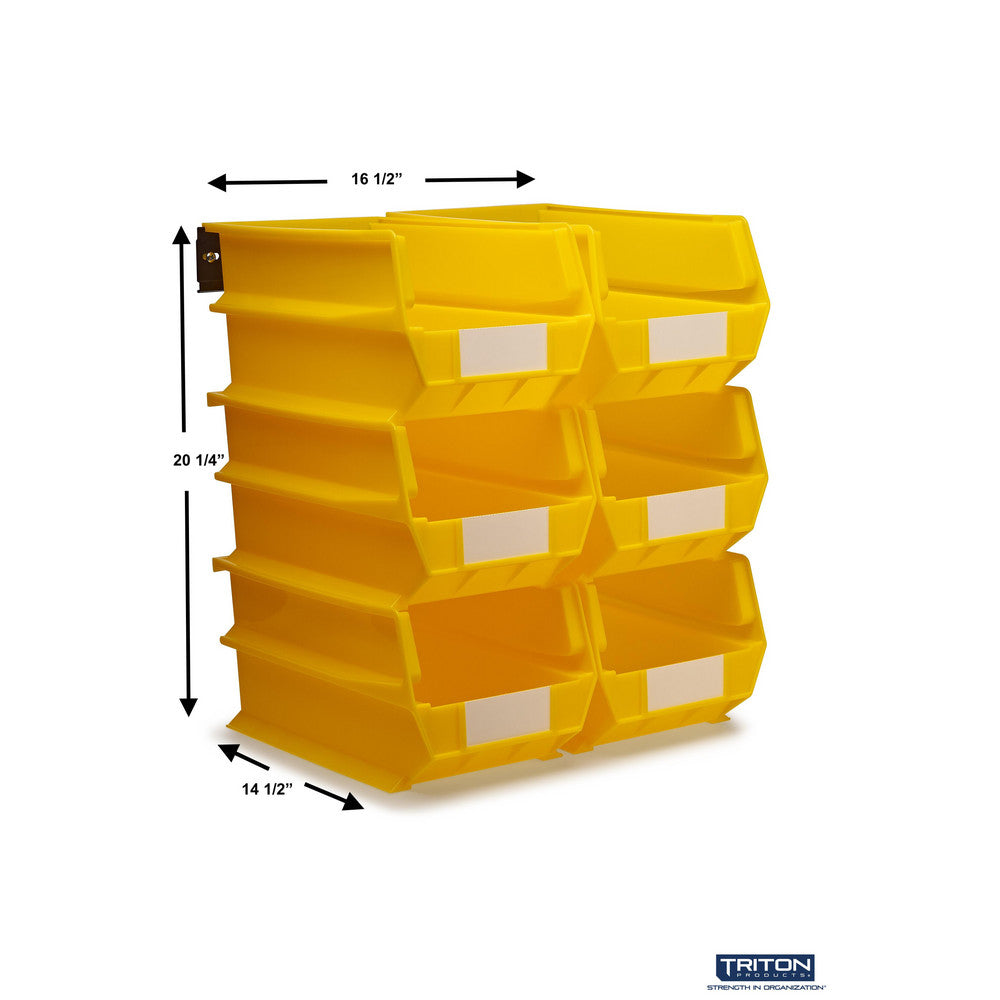 Triton Products 3-240YWS Wall Storage - Lg YEL Bins/Rails 8 CT