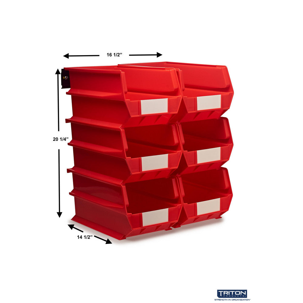 Triton Products 3-240RWS Wall Storage - Lg Red Bins/Rails 8 CT