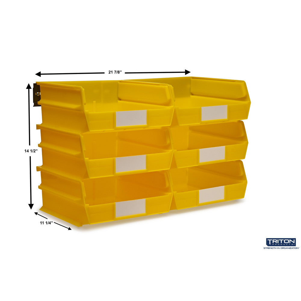 Triton Products 3-235YWS Wall Storage - Lg YEL Bins/Rails 8 CT