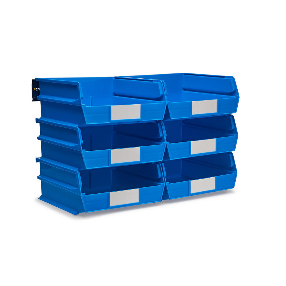 Triton Products 3-235BWS Wall Storage - Lg Blue Bins/Rails 8 CT