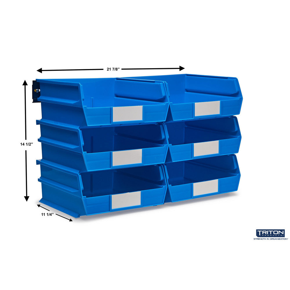 Triton Products 3-235BWS Wall Storage - Lg Blue Bins/Rails 8 CT