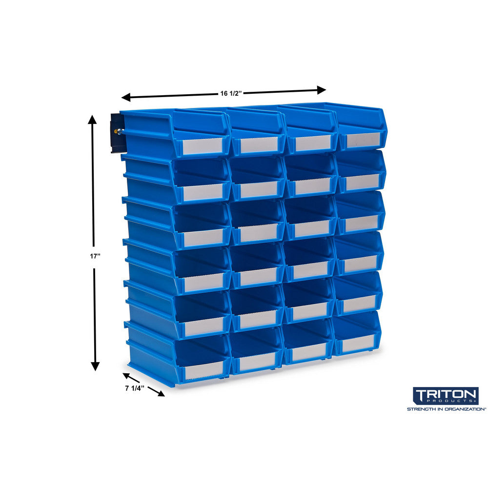 Triton Products 3-220BWS Wall Storage-Med Blue Bins/Rails 26 CT