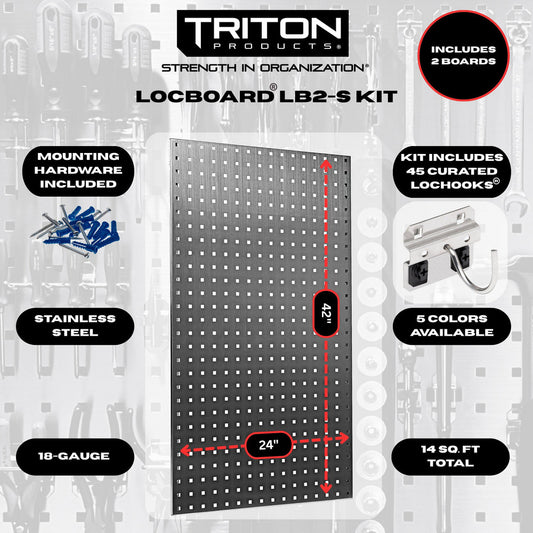 Triton Products LB2-SKit (2) 24" x 42-1/2" x 9/16" SS LocBoard/45 Hook