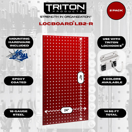 Triton Products LB2-R (2) 24" x 42-1/2" x 9/16" Red LocBoards